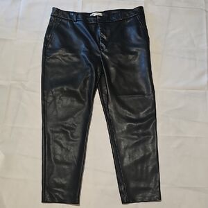 Zara Black Faux Leather Pants Size 14